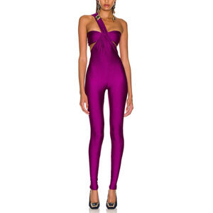 Saint Laurent Asymmetrical Purple Knot Front Jumpsuit Size 1